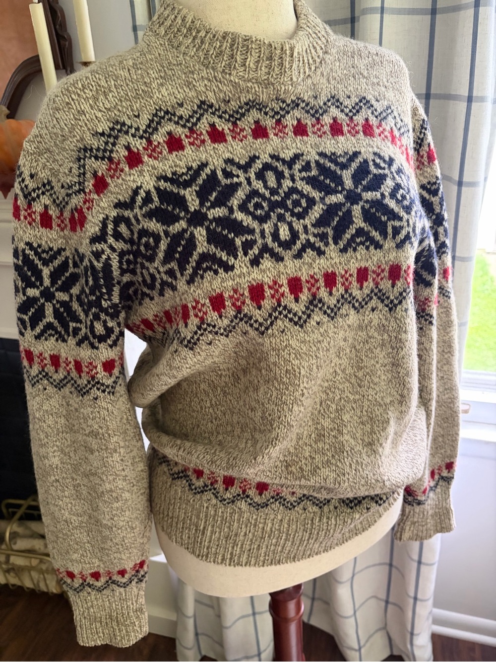 Vintage L.L. Bean Wool Nordic Fair Isle Crewneck Sweater